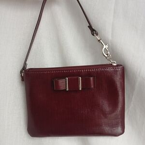 Coach burgundy patent leather wristlet wallet clutch EUC